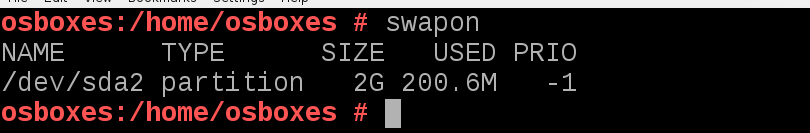 تصویر خروجی swapon